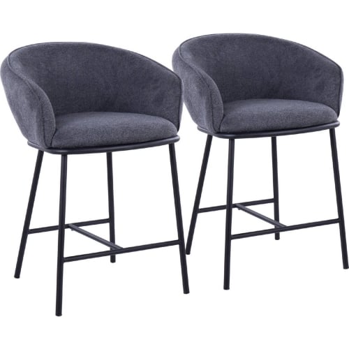 Ashland Counter Stool in Black Steel & Charcoal Grey Fabric (Set of 2)